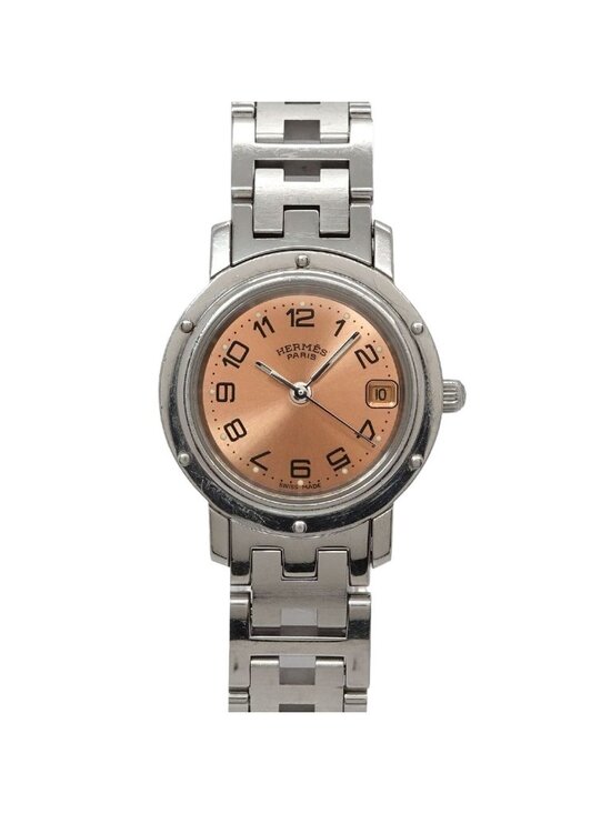 Hermes Clipper Cl4 210 Watch Date Pink Quartz